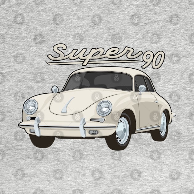 356 B Super 90 gt coupe Car classic vintage retro cream by creative.z